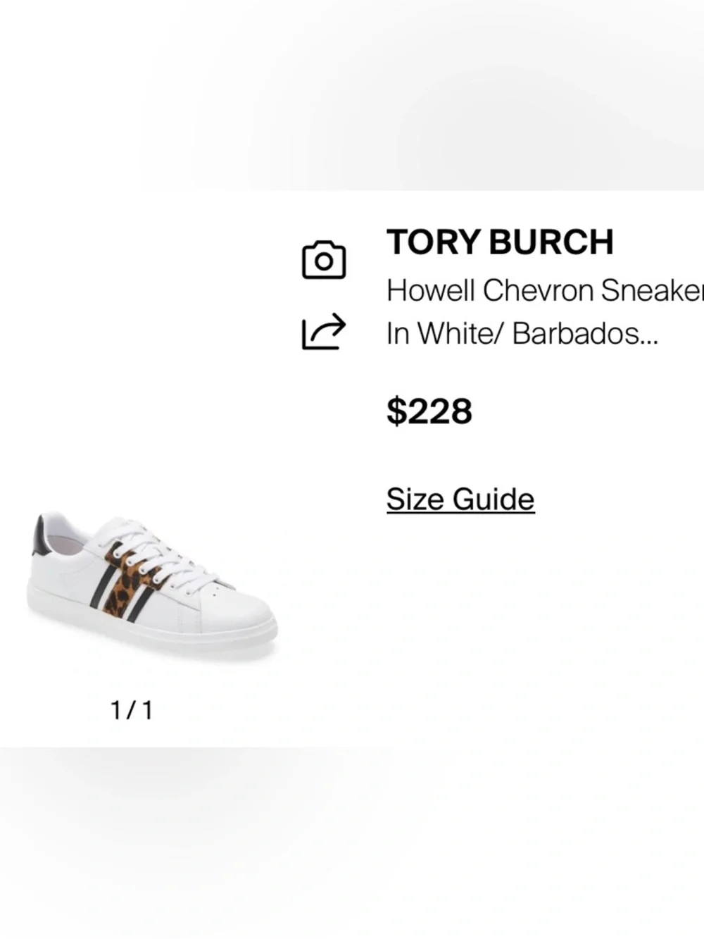 Tory Burch Howell T Saddle Court Sneakers White Barbados Leopard
